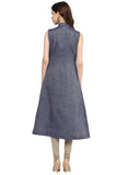 Aahwan Women's Blue Denim A-line Long Kurti