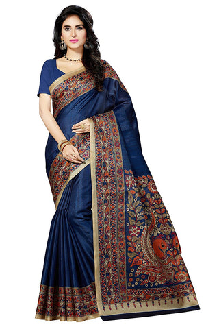 Rani Saahiba Kalamkari Printed Art Bhagalpuri Silk Saree